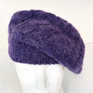 Fownes Purple Mohair Blend Knit Beret OS
